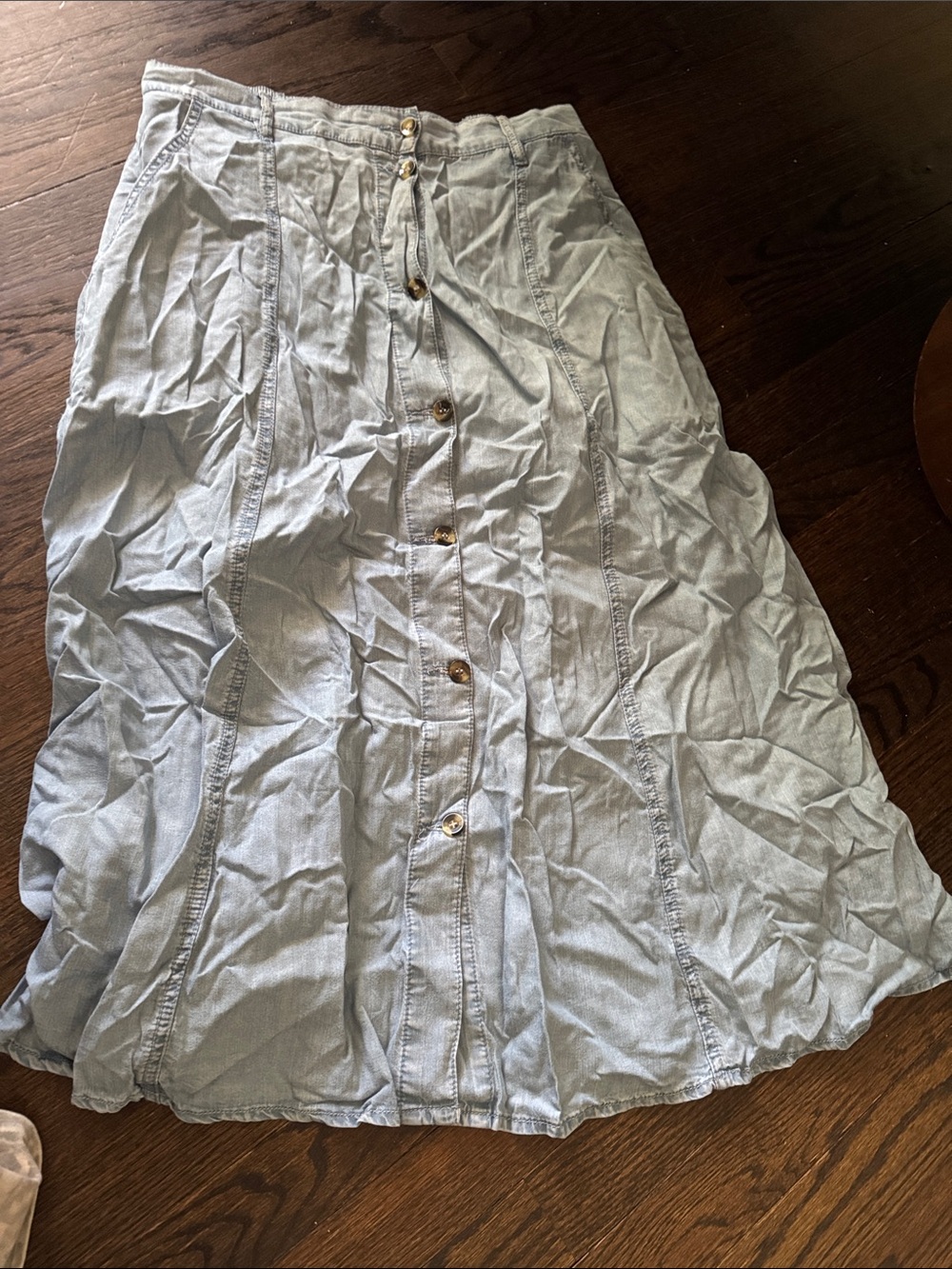 Zara Light Blue denim Button-Front Midi Skirt